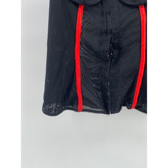 INTIMISSIMI Women's Black-Red Mesh Double Spaghetti Strap Hook Corset Top SZ M - Picture 7 of 11